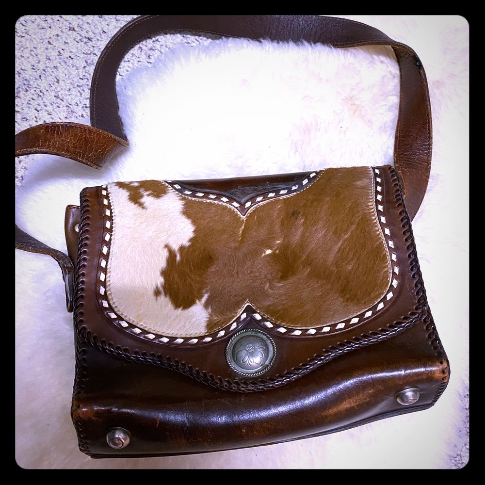 Cowhide leather satchel